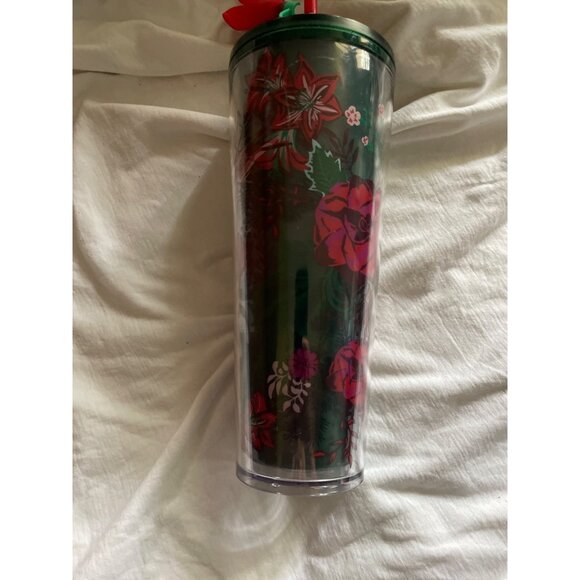 Starbucks Floral Forest-Themed Tumbler With Red Flower Straw Top - Picture 8 of 8